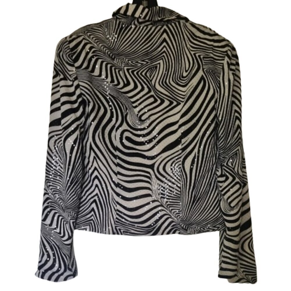 Joseph Ribkoff Mod Revival Optical Zip Jacket Size 8 - Picture 4 of 8